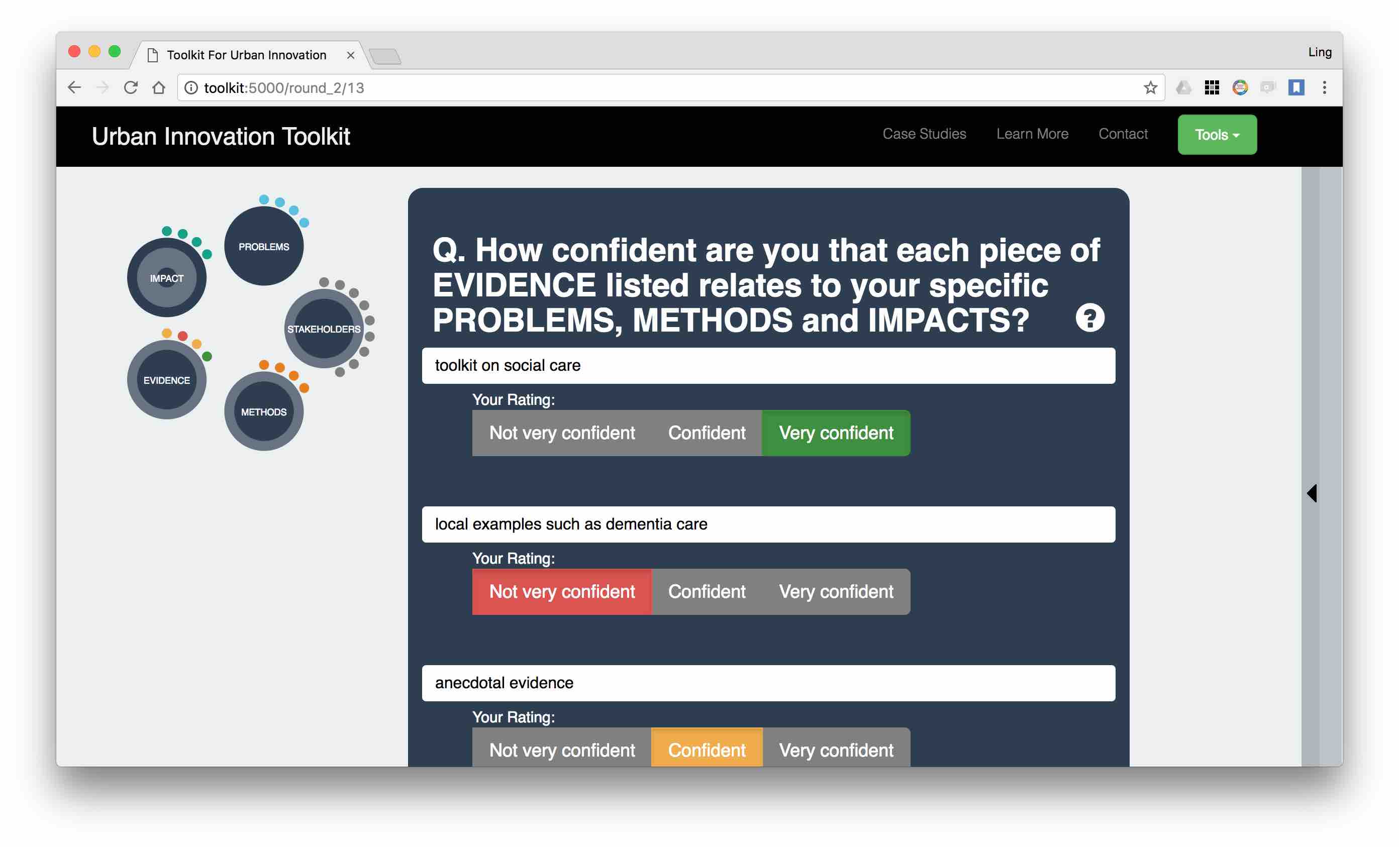 Screenshot of the Urban Innovation Toolkit
