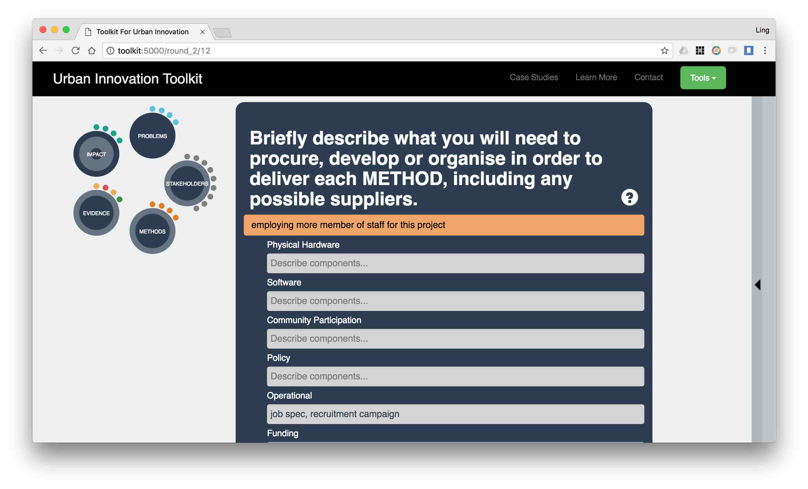 Screenshot of the Urban Innovation Toolkit